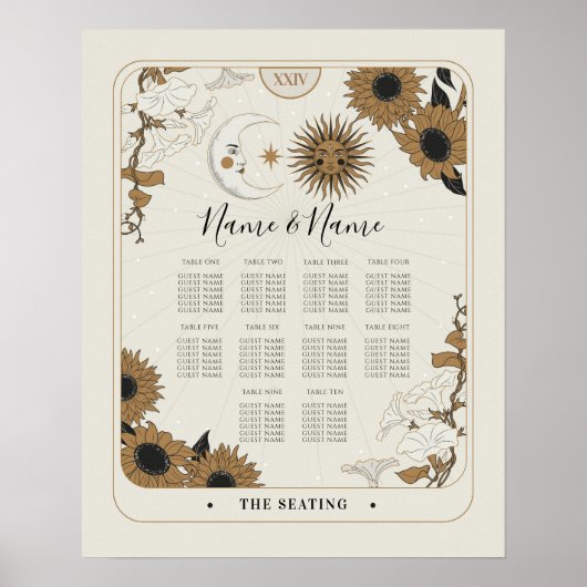 Poster Plan de table de carte de tarot 10 mariage Soleil  (Devant)