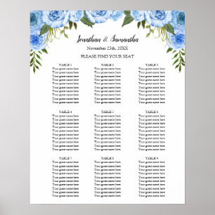 Poster Plan de table de cérémonie de mariage panneau Fleu