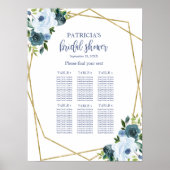 Poster Plan de table de la douche de mariée Fleurs dorées (Devant)