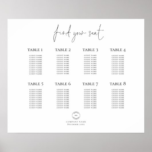 Poster Plan de table de la fête de Noël avec logo d'entre (Devant)