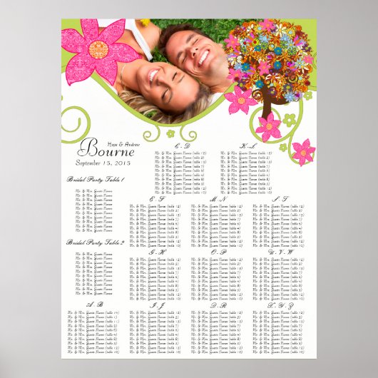 Poster Plan de table de l'arbre fleuri par ordre alphabét (Devant)