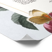 Poster Plan de table de mariage 12 fleurs papillon floral (Coin)