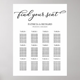 Poster Plan de table de mariage 12 tables Chic Script