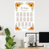 Poster Plan de table de mariage 14 tables Tournesol Rose (Bureau à domicile)