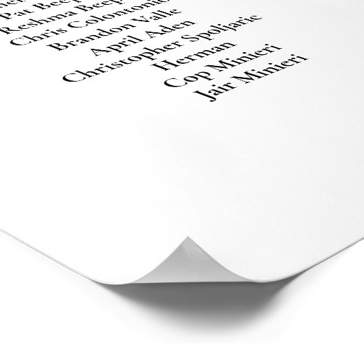 Poster Plan de table de mariage 15 tables, pivoines borde (Coin)