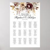 Poster Plan de table de mariage 15 tables, pivoines borde (Devant)