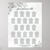 Poster Plan de table de mariage 22 tables Lavande Eucalyp (Devant)