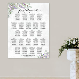 Poster Plan de table de mariage 22 tables Lavande Eucalyp