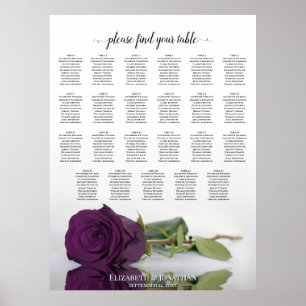 Poster Plan de table de mariage 23 tables Rose pourpre pr