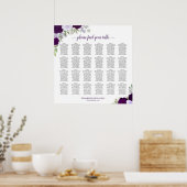 Poster Plan de table de mariage 24 tables Roses violettes (Cuisine)