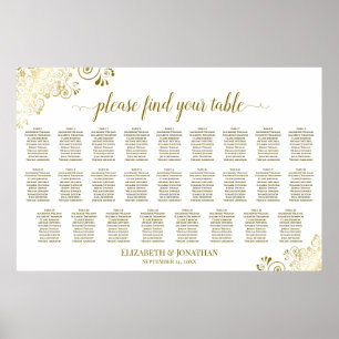 Poster Plan de table de mariage 26 tables avec fronces bl