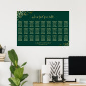 Poster Plan de table de mariage 27 tables Vert émeraude O (Bureau à domicile)