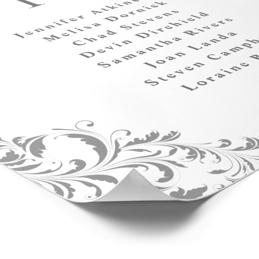 Poster Plan de table de mariage 8x10 en gris argenté avec (Coin)