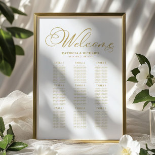 Poster Plan de table de mariage 9 tables feuille d'or