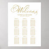 Poster Plan de table de mariage 9 tables feuille d'or (Devant)