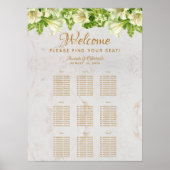 Poster Plan de table de mariage 9 tables Marbre Lys blanc (Devant)