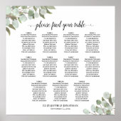 Poster Plan de table de mariage à 11 tables avec feuillag (Devant)