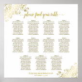 Poster Plan de table de mariage à 11 tables avec fronces  (Devant)