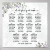 Poster Plan de table de mariage à 11 tables Lavande Eucal (Devant)