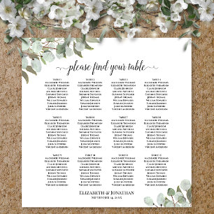 Poster Plan de table de mariage à 12 tables avec verdure