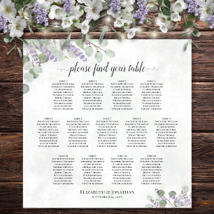 Poster Plan de table de mariage à 13 tables Eucalyptus La