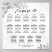 Poster Plan de table de mariage à 14 tables Eucalyptus La (Devant)