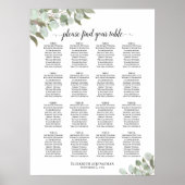 Poster Plan de table de mariage à 16 tables avec branches (Devant)