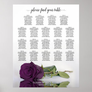 Poster Plan de table de mariage à 19 tables Rose Violet p