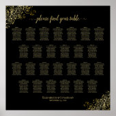 Poster Plan de table de mariage à 26 tables avec fronces (Devant)