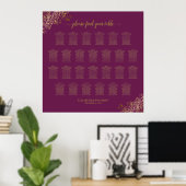 Poster Plan de table de mariage à 26 tables Cassis Violet (Bureau à domicile)