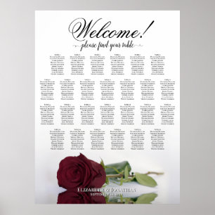 Poster Plan de table de mariage à 26 tables Rose Rouge Bo