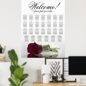 Poster Plan de table de mariage à 27 tables avec rose bor (Bureau à domicile)