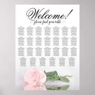 Poster Plan de table de mariage à 27 tables avec rose ros