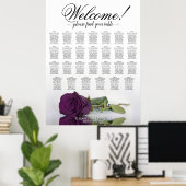 Poster Plan de table de mariage à 27 tables Rose pourpre (Bureau à domicile)