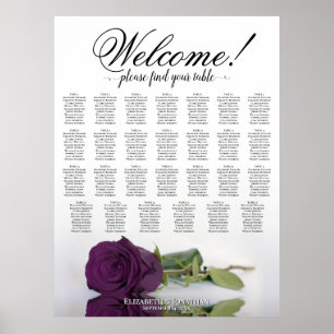 Poster Plan de table de mariage à 27 tables Rose pourpre