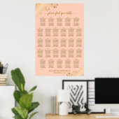 Poster Plan de table de mariage à 28 tables Corail pêche (Bureau à domicile)