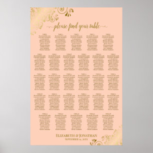 Poster Plan de table de mariage à 28 tables Corail pêche