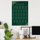 Poster Plan de table de mariage à 28 tables Émeraude Vert (Bureau à domicile)