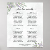 Poster Plan de table de mariage à 4 tables Lavande Eucaly (Devant)