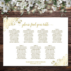 Poster Plan de table de mariage à 7 tables avec frisottis