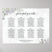 Poster Plan de table de mariage à 8 tables Lavande Eucaly (Devant)
