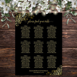 Poster Plan de table de mariage à 9 tables Noir avec fron