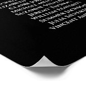 Poster Plan de table de mariage à 9 tables Silver on Blac (Coin)
