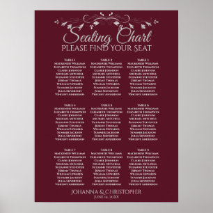 Poster Plan de table de mariage à 9 tables Silver on Burg