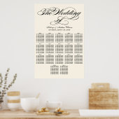 Poster Plan de table de mariage à calligraphie noire élég (Cuisine)