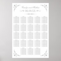 Plan de table de mariage à flourish argent vintage