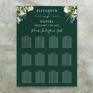 Poster Plan de table de mariage à la verdure florale émer
