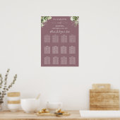 Poster Plan de table de mariage à la verdure florale mauv (Cuisine)