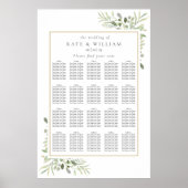 Poster Plan de table de mariage à la verdure moderne (Devant)