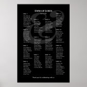 Poster Plan de table de mariage à l'ampersand noir invers (Devant)